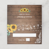 Rustic String Lights Sunflower Eucalyptus Wedding Plaatskaartje (Buitenkant ongevouwen)