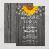 Rustic String Lights & Sunflower Rehearsal Dinner Kaart (Voorkant / Achterkant)