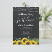 Rustic String Lights Sunflower Wedding Kaart (Staand voorkant)