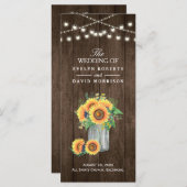 Rustic String Lights Sunflower Wedding Program Programmakaart (Voorkant / Achterkant)