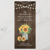 Rustic String Lights Sunflower Wedding Program Programmakaart (Voorkant)