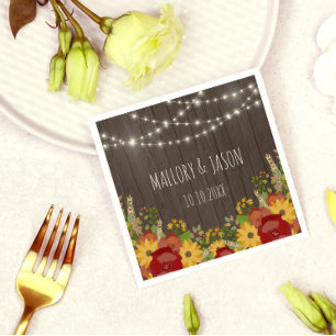 Rustic String Lights & Sunflower Wedding Servetten