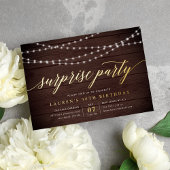 Rustic String Lights Surprise Party Folie Uitnodiging