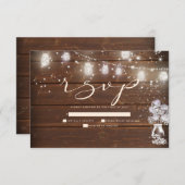 Rustic String Lights Sweet Peas RSVP Kaartje (Voorkant / Achterkant)