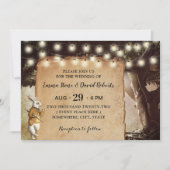 Rustic String Lights & Tree Fairy Tale Wedding Kaart (Voorkant)
