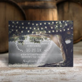 Rustic String Lights  Tree & Lake Wedding Kaart
