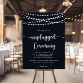 Rustic String Lights Unplugged Ceremony Sign Poster