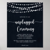 Rustic String Lights Unplugged Ceremony Sign Poster (Voorkant)