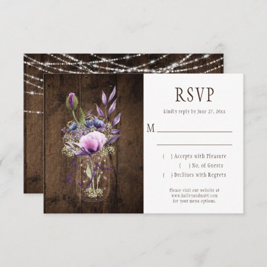 Rustic String Lights Violet Mason Jars RSVP (Voorkant / Achterkant)