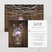 Rustic String Lights Violet Mason Jars RSVP Kaartje (Voorkant / Achterkant)