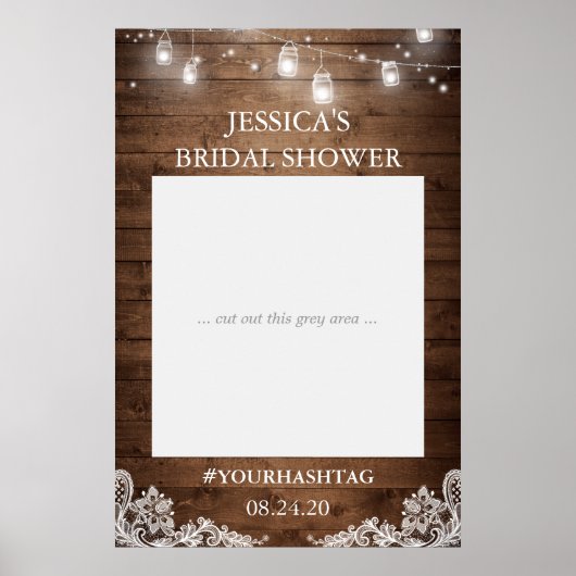 Rustic String Lights Vrijgezellenfeest Foto Prop Poster (Voorkant)