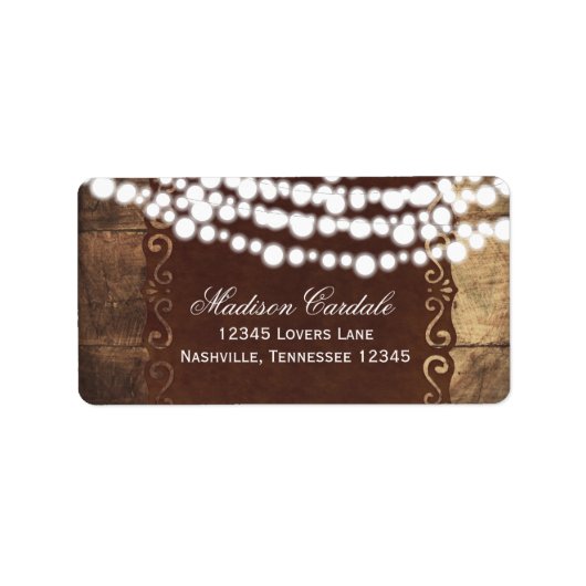 Rustic String Lights Wedding Adresetiketten Etiket (Voorkant)