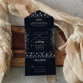 Rustic String Lights Wedding All In One Uitnodiging