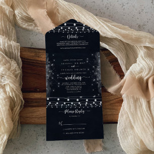 Rustic String Lights Wedding All In One Uitnodiging