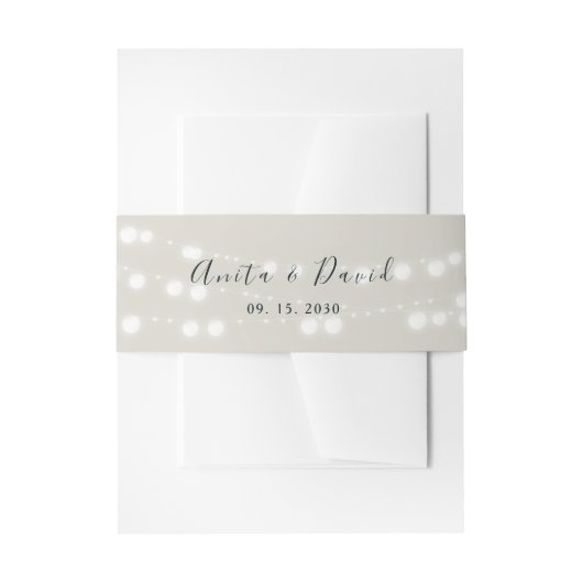 Rustic String Lights Wedding Belly Band Uitnodigingen Wikkel (Voorkant Voorbeeld)