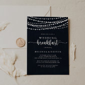 Rustic String Lights Wedding Breakfast Kaart