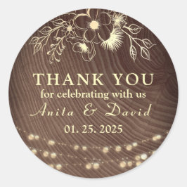 Rustic String Lights Wedding Dank u Sticker
