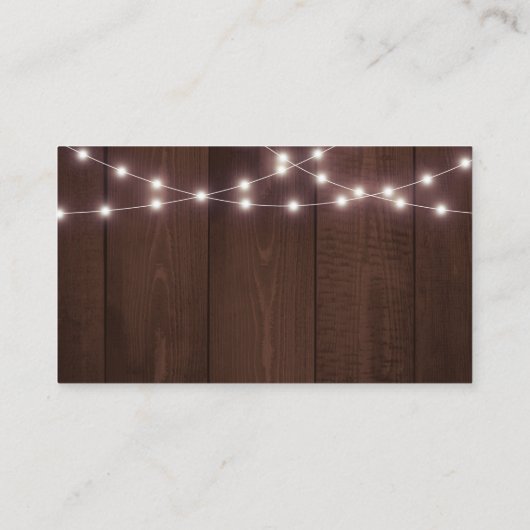 Rustic String Lights Wedding Details Enclosure Visitekaartje (Achterkant)