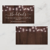 Rustic String Lights Wedding Details Enclosure Visitekaartje (Voorkant / Achterkant)