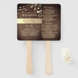 Rustic String Lights Wedding Fan Program Handwaaier