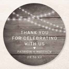 Rustic String Lights Wedding Favor Ronde Kartonnen Onderzetter