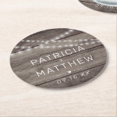 Rustic String Lights Wedding Favor Ronde Kartonnen Onderzetter (Gebogen)