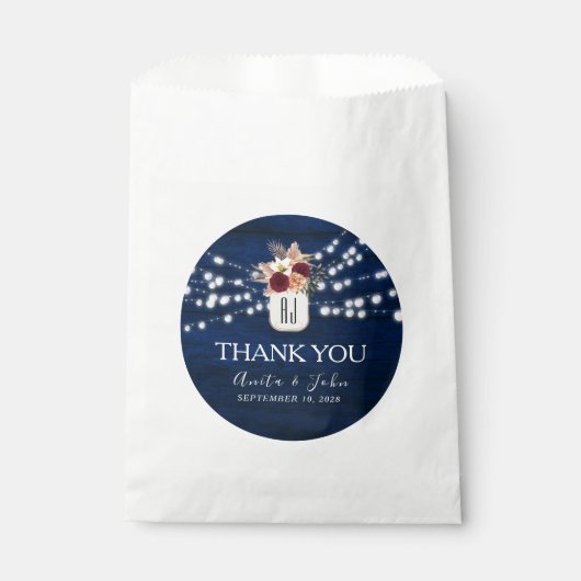 Rustic String Lights Wedding Favoriete Tas Bedankzakje (Voorkant)