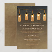 Rustic String Lights Wedding Invitations Kaart (Voorkant / Achterkant)