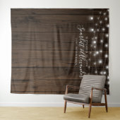 Rustic String Lights Wedding Photo Booth Backdrop Wandkleed (In Situ (horizontaal))