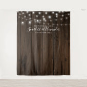 Rustic String Lights Wedding Photo Booth Backdrop Wandkleed (Voorkant)