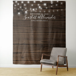 Rustic String Lights Wedding Photo Booth Backdrop Wandkleed