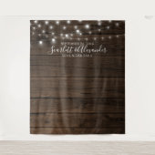 Rustic String Lights Wedding Photo Booth Backdrop Wandkleed (Voorkant)