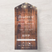 Rustic String Lights Wedding Reception All In One Uitnodiging (Binnen)