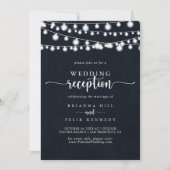 Rustic String Lights Wedding Reception Kaart (Voorkant)