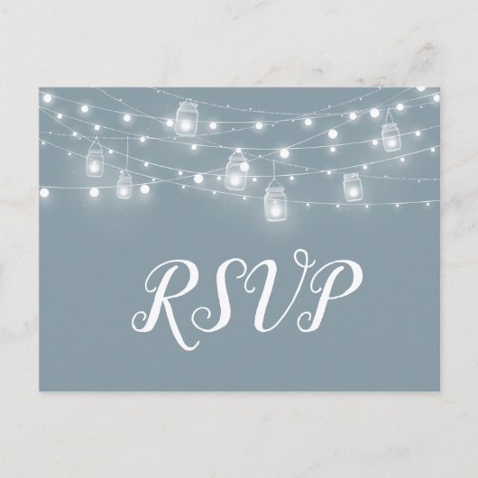 Rustic String Lights Wedding RSVP Briefkaart (Voorkant)