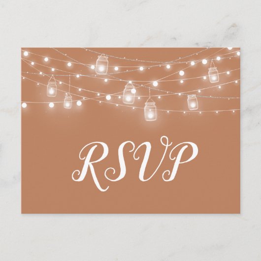 Rustic String Lights Wedding RSVP Briefkaart (Voorkant)