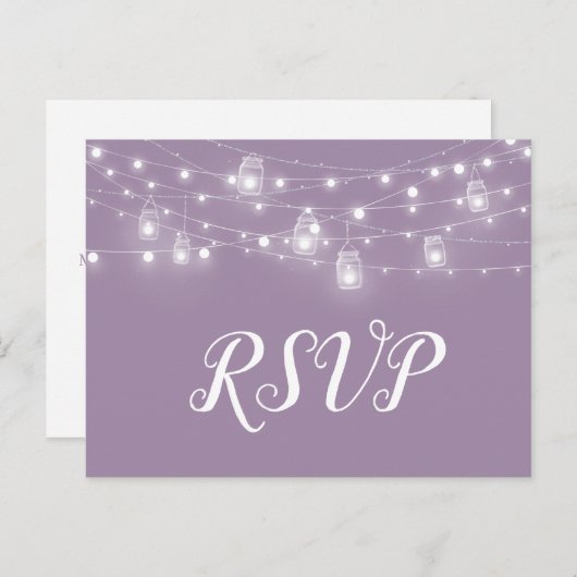 Rustic String Lights Wedding RSVP Briefkaart (Voorkant / Achterkant)