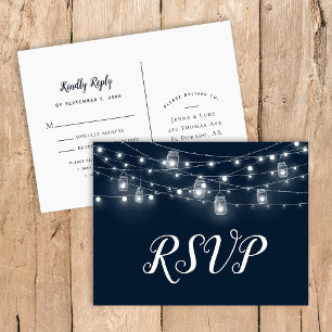Rustic String Lights Wedding RSVP Briefkaart