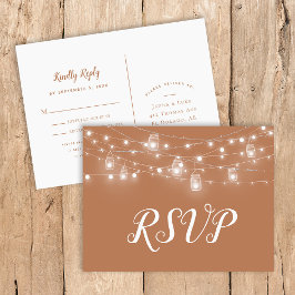 Rustic String Lights Wedding RSVP Briefkaart