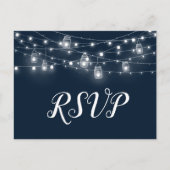 Rustic String Lights Wedding RSVP Briefkaart (Voorkant)