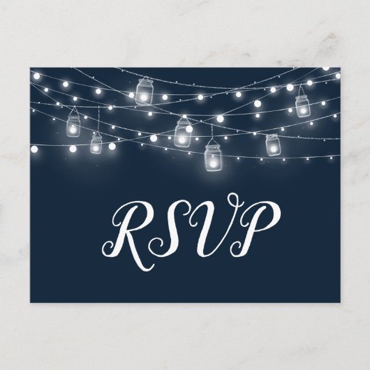 Rustic String Lights Wedding RSVP Briefkaart (Voorkant)