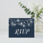 Rustic String Lights Wedding RSVP Briefkaart (Staand voorkant)