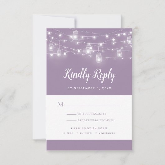 Rustic String Lights Wedding RSVP-kaart RSVP Kaartje (Voorkant)