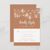Rustic String Lights Wedding RSVP-kaart RSVP Kaartje (Voorkant / Achterkant)
