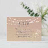 Rustic String Lights Wedding RSVP Kaartje (Staand voorkant)