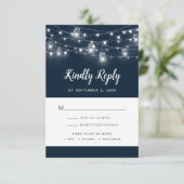 Rustic String Lights Wedding RSVP Kaartje (Staand voorkant)