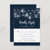 Rustic String Lights Wedding RSVP Kaartje (Voorkant / Achterkant)