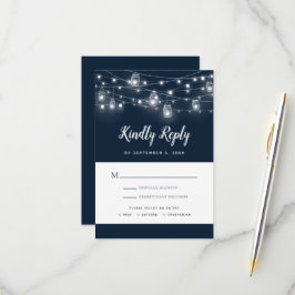 Rustic String Lights Wedding RSVP Kaartje