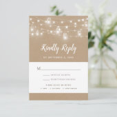 Rustic String Lights Wedding RSVP Kaartje (Staand voorkant)