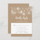 Rustic String Lights Wedding RSVP Kaartje (Voorkant / Achterkant)